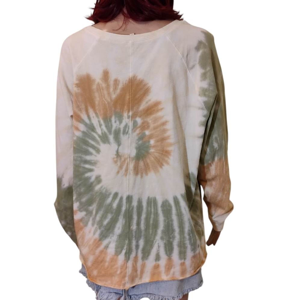 Easel Earthy Tie-Dye Long Sleeve Oversized Top - Size Medium - Picture 5 of 9